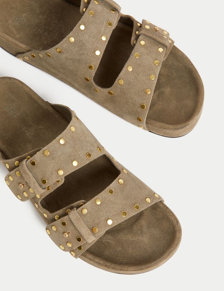 Suede Studded Footbed Mules 3 of 3