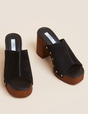 black suede clogs