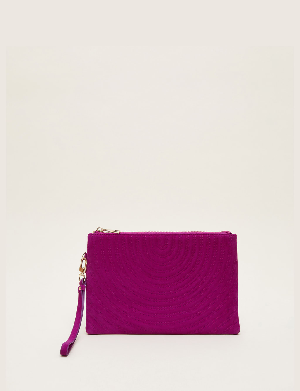 Magenta suede shop clutch bag