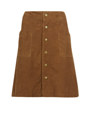 Suede Twin Pocket A-Line Skirt Image 2 of 4