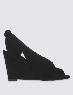 Suede Wedge Heel Bow Back Sandals Image 2 of 6