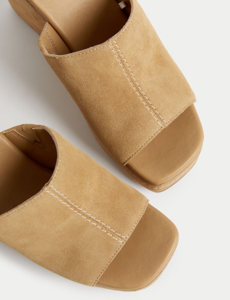 Suede Wedge Open Toe Mules 3 of 3