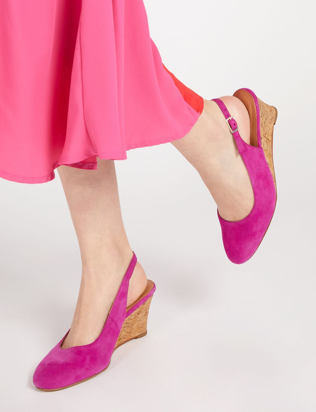 Suede Wedge Slingback Shoes 2 of 7