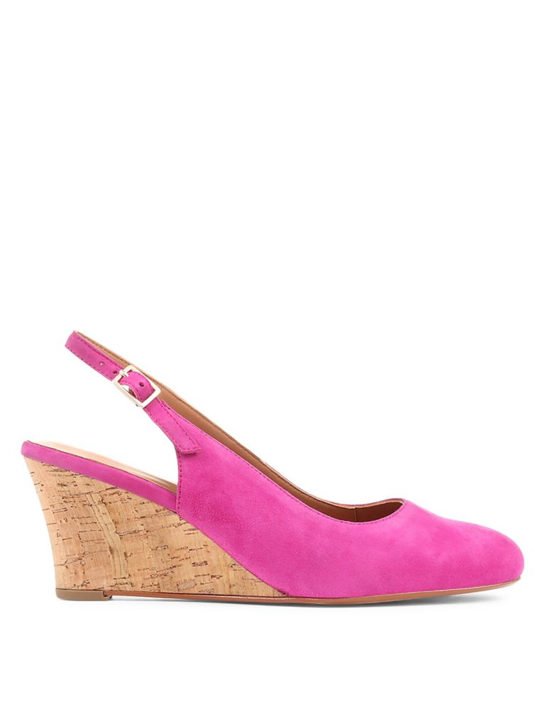 Suede Wedge Slingback Shoes 6 of 7