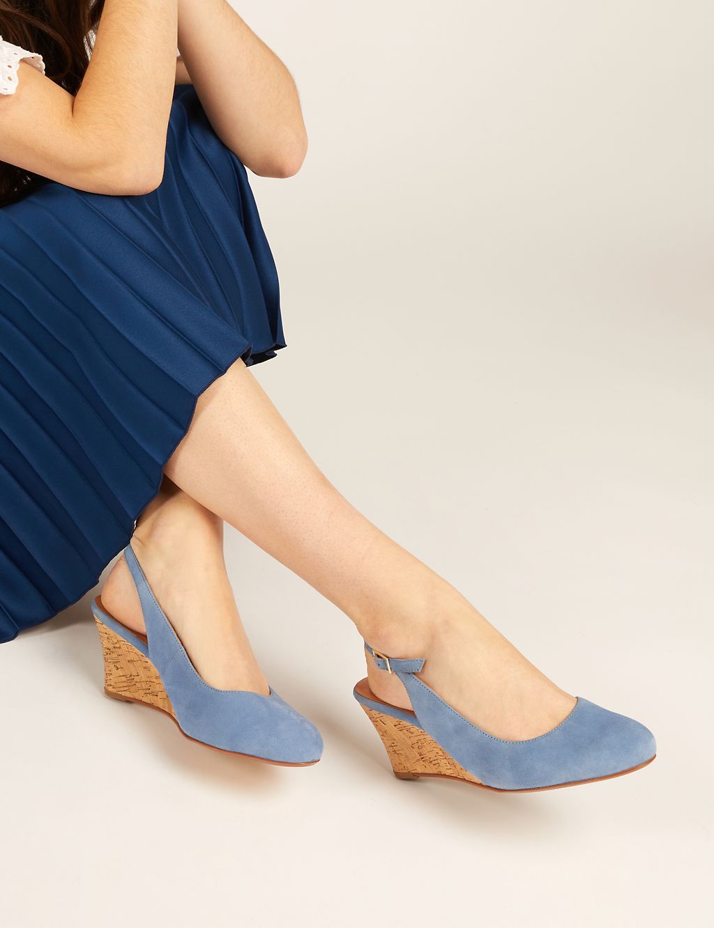 Suede Wedge Slingback Shoes 2 of 7