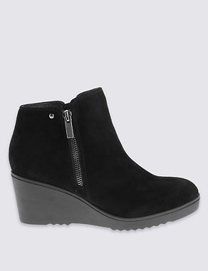 Suede Wedge Sporty Ankle Boots Image 2 of 6