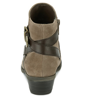 Suede Wide Fit Strap Ankle Boots Image 2 of 5