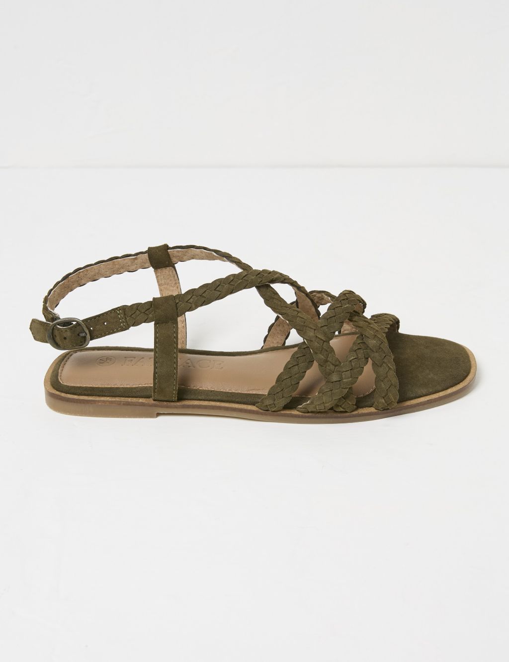 Suede Woven Crossover Ankle Strap Flat Sandals 3 of 4