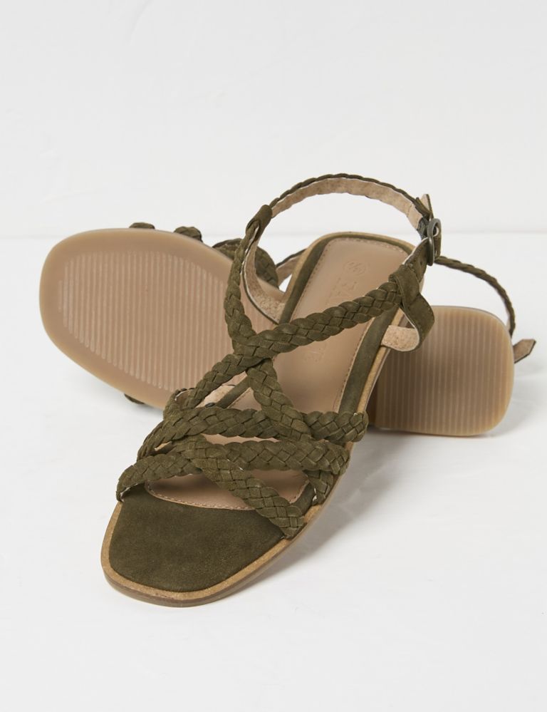 Suede Woven Crossover Ankle Strap Flat Sandals 2 of 4