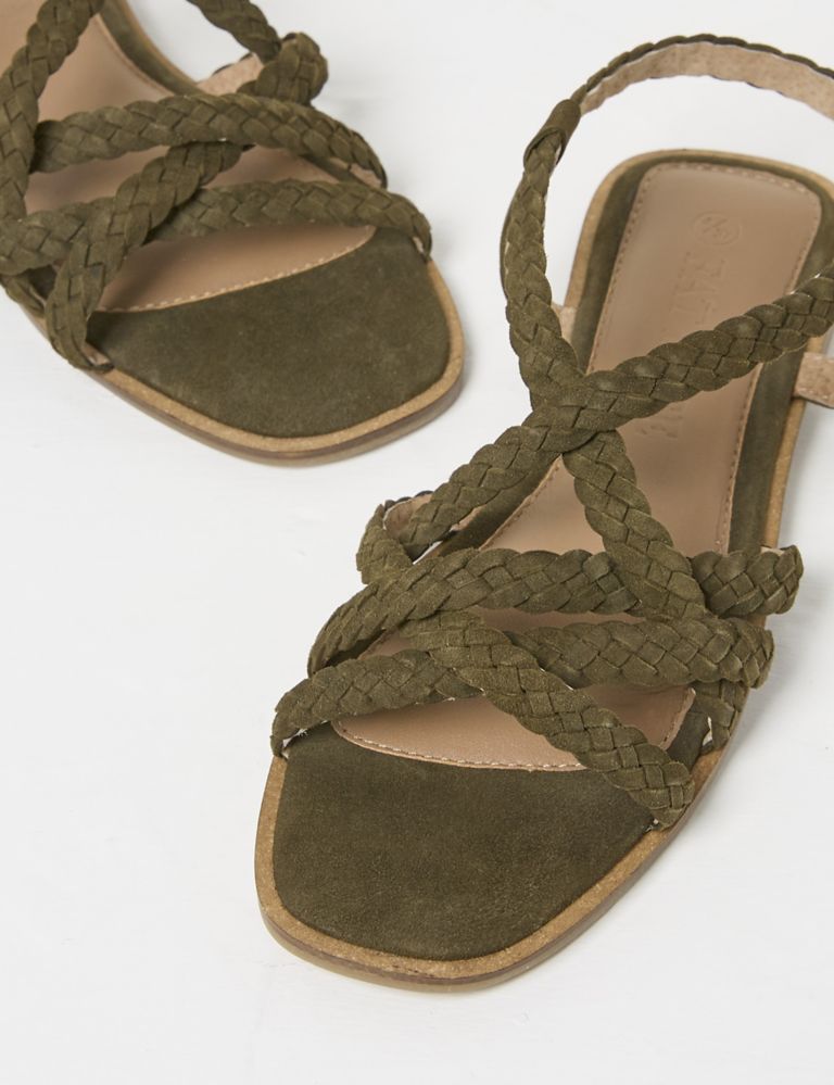 Suede Woven Crossover Ankle Strap Flat Sandals 3 of 4