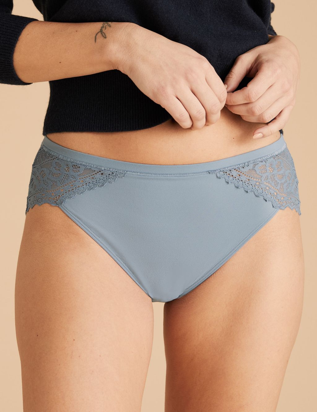 Sumptuously Soft™ Lace High Leg Knickers 1 of 3