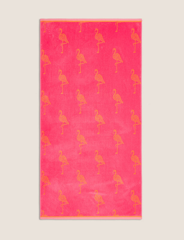 Super Size Pure Cotton Flamingo Beach Towel Image 1 of 2