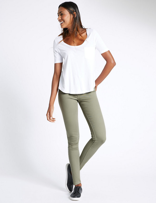 Womens Ex-M&S Mid Rise Jeans Ladies Stretch Super Skinny 8-18 Short Reg Long