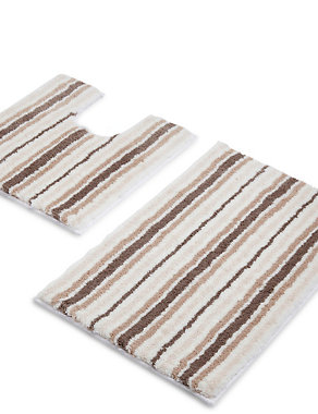 Super Soft Striped Quick Dry Bath Mat Image 2 of 3