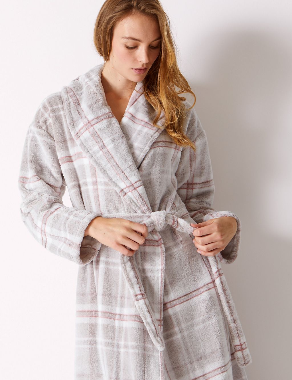 Supersoft Checked Dressing Gown with Belt 3 of 4