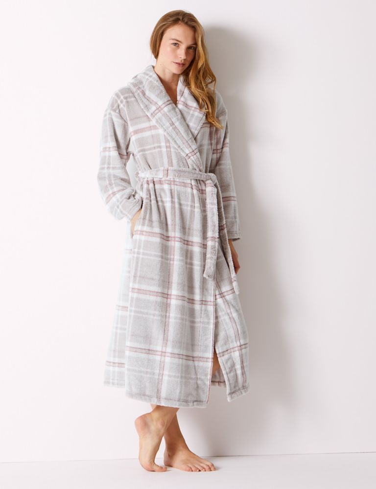 Supersoft Checked Dressing Gown with Belt 4 of 4