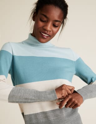 colour block roll neck jumper