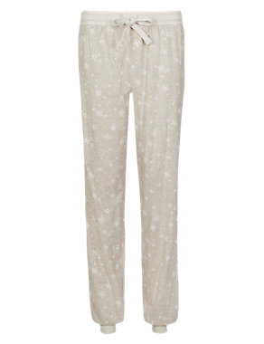 Supersoft Cotton Rich Snowflake Print Pyjama Bottoms Image 2 of 3