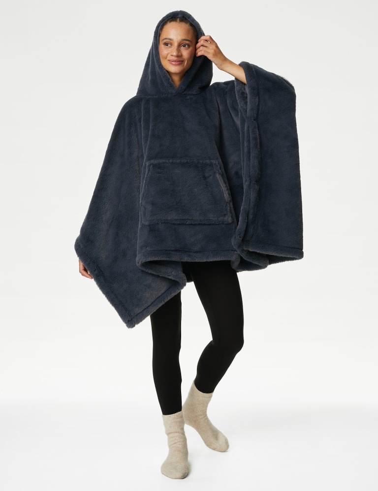Faux fur long clearance sleeve plain loose hoodie