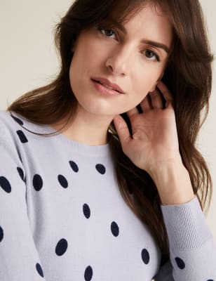 Supersoft Polka Dot Crew Neck Jumper M S Collection M S