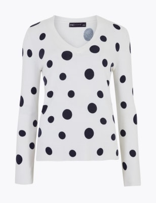 Supersoft Polka Dot V Neck Jumper M S Collection M S