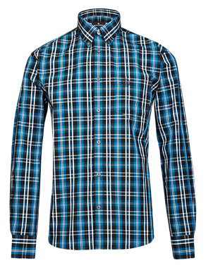 Supersoft Pure Cotton Checked Shirt Image 2 of 3