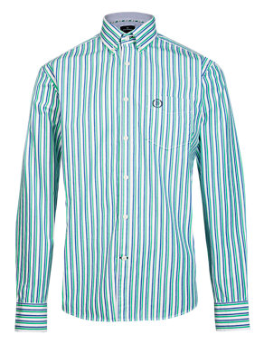 Supersoft Pure Cotton Double Striped Shirt Image 2 of 5