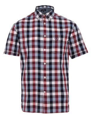 Supersoft Pure Cotton Short Sleeve Bold Gingham Checked Shirt Image 2 of 4