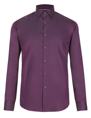 Supima® Cotton Easy to Iron Tailored Fit Herringbone Shirt Image 2 of 3