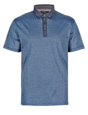 Supima® Cotton Fine Striped Polo Shirt Image 2 of 4