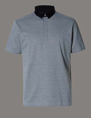 Supima® Cotton Geometric Print Polo Shirt Image 2 of 3