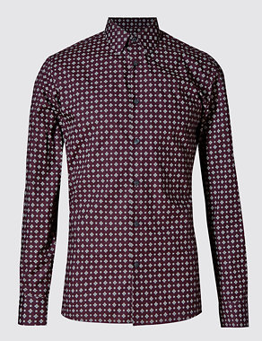 Supima® Cotton Tailored Fit Abstract Print Shirt Image 2 of 5