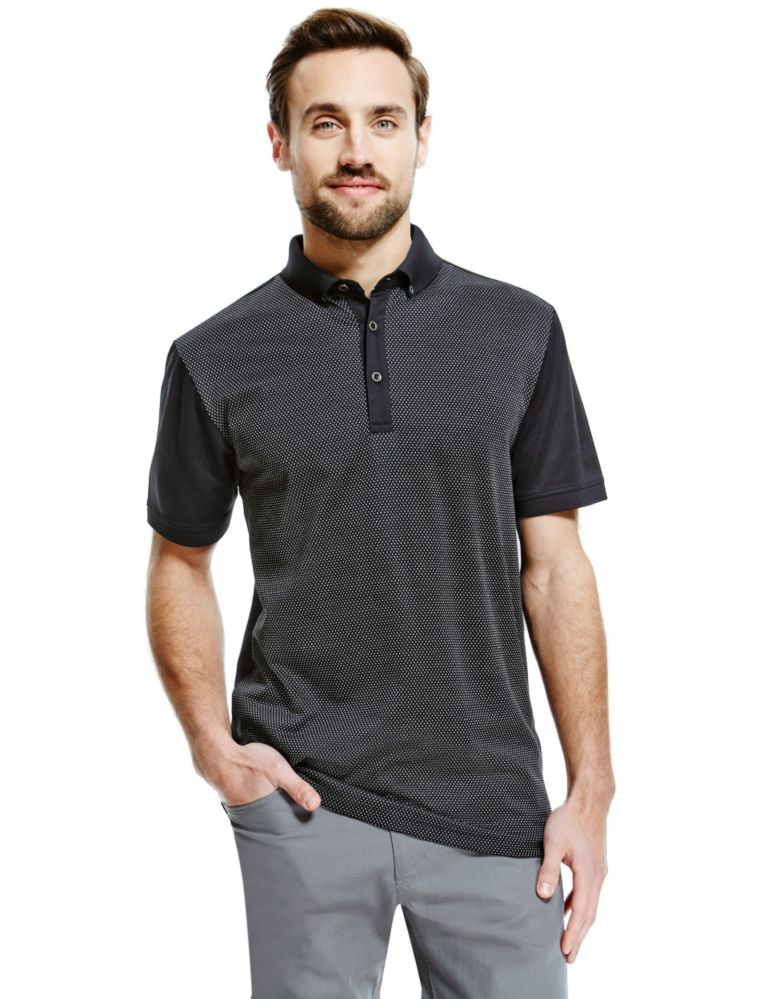 Supima® Cotton Tailored Fit Birdseye Spotted Polo Shirt 1 of 3
