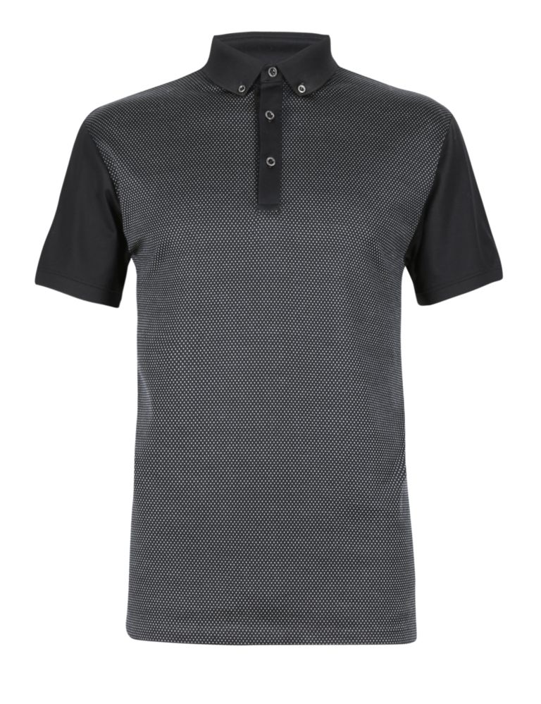Supima® Cotton Tailored Fit Birdseye Spotted Polo Shirt 2 of 3