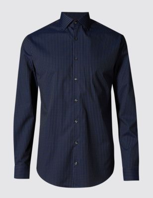Supima® Cotton Tailored Fit Checked Shirt | Autograph | M&S