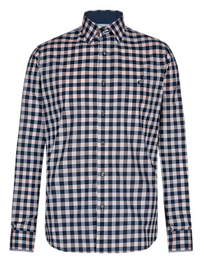 Supima® Cotton Tailored Fit Checked Shirt Image 2 of 4