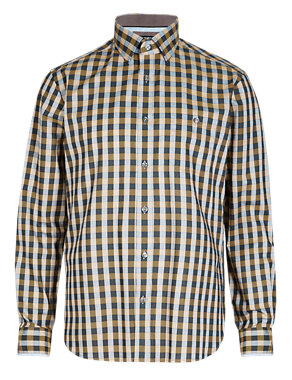 Supima® Cotton Tailored Fit Checked Shirt Image 2 of 3