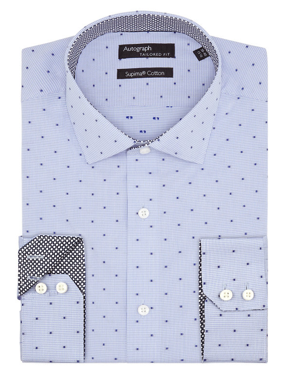 Supima® Cotton Tailored Fit Dobby Spotted Shirt Image 1 of 1