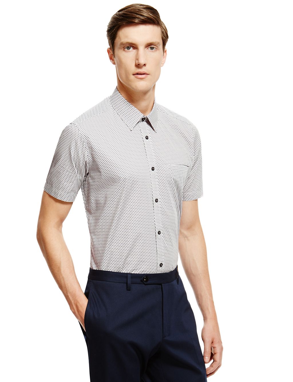 Supima® Cotton Tailored Fit Geometric Print Shirt 3 of 4