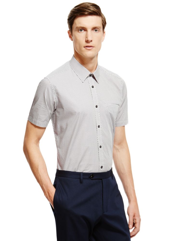 Supima® Cotton Tailored Fit Geometric Print Shirt 1 of 4