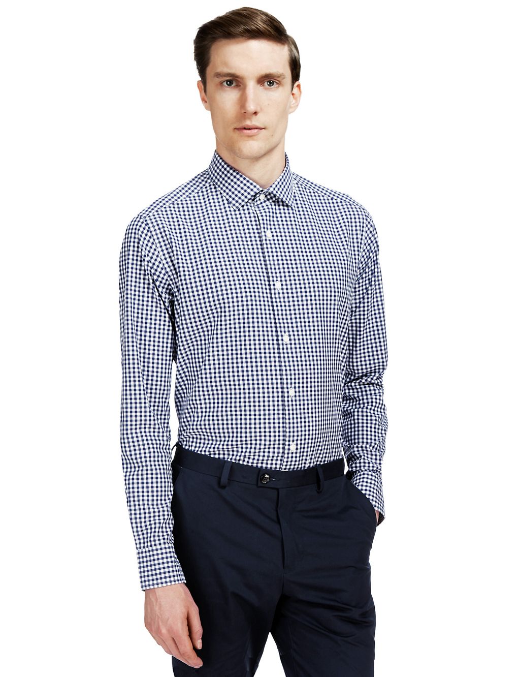 Supima® Cotton Tailored Fit Gingham Checked Shirt 3 of 4