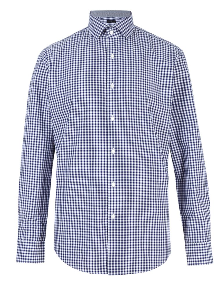 Supima® Cotton Tailored Fit Gingham Checked Shirt 2 of 4