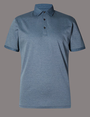 Supima® Cotton Tailored Fit Jacquard Polo Shirt Image 2 of 5