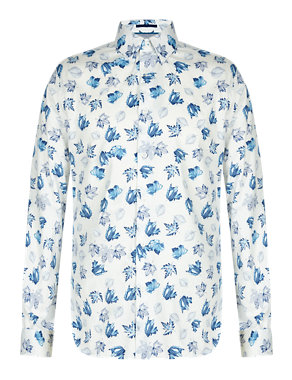 Supima® Cotton Tailored Fit Leaf Print Shirt Image 2 of 4