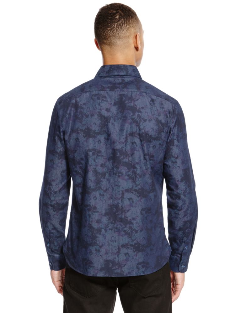 Supima® Cotton Tailored Fit Rose Print Chambray Shirt 3 of 4