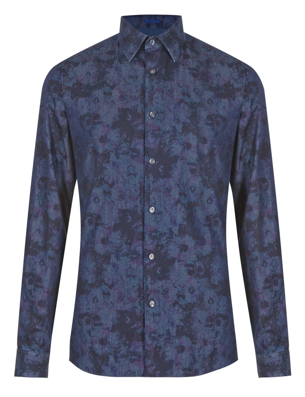 Supima® Cotton Tailored Fit Rose Print Chambray Shirt 1 of 4