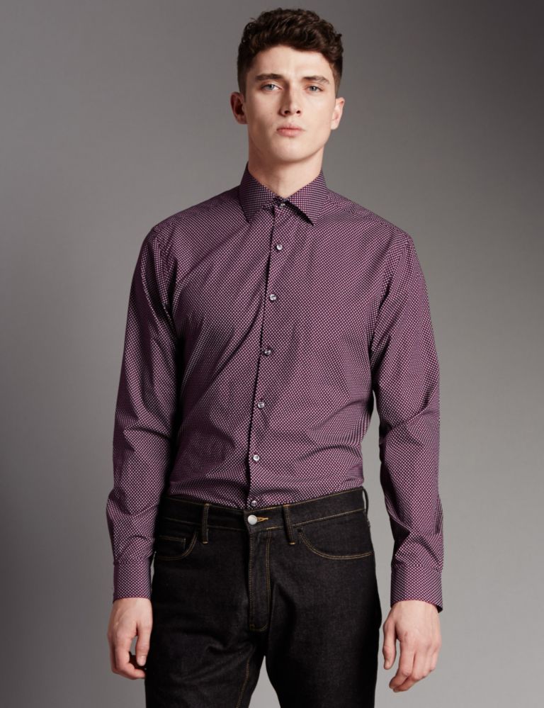 Supima® Cotton Tailored Fit Spotted Shirt 1 of 5