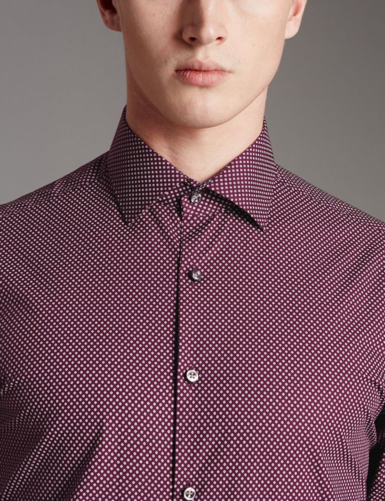 Supima® Cotton Tailored Fit Spotted Shirt 4 of 5