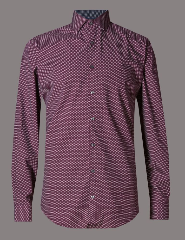Supima® Cotton Tailored Fit Spotted Shirt 2 of 5