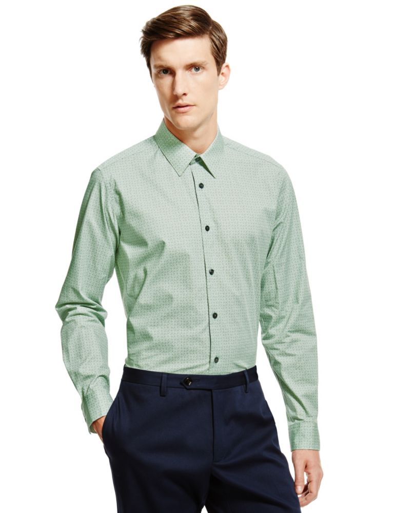 Supima® Cotton Tailored Fit Spotted Shirt 1 of 4